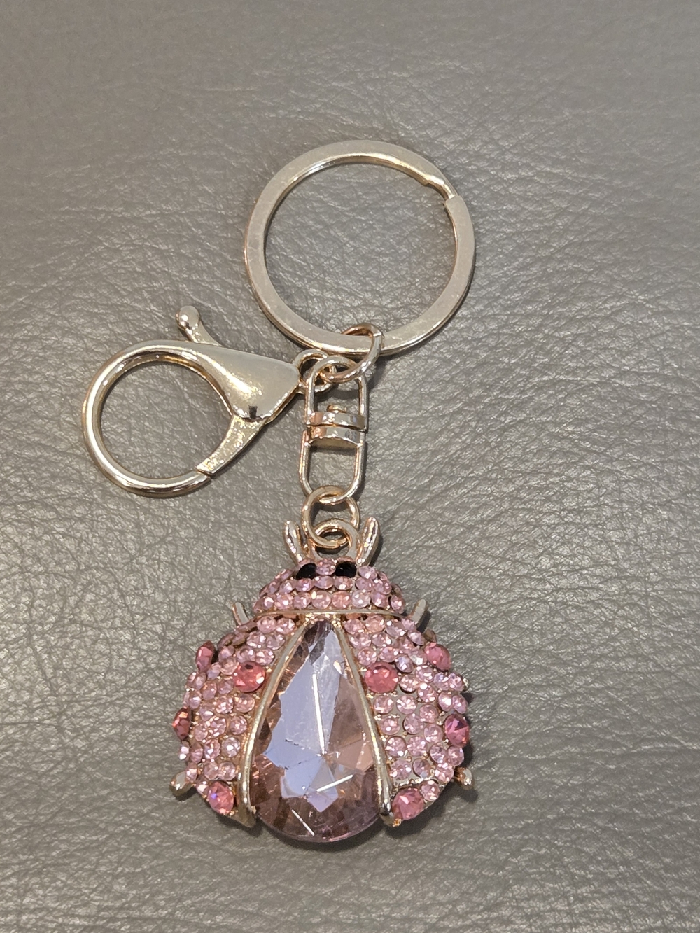 Crystal Pink Ladybug Bag Charm Keychain NWOT